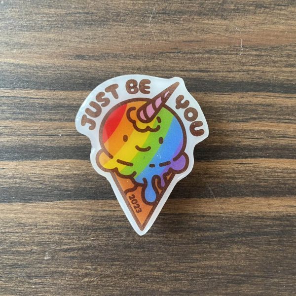 Just Be You rainbow ice cream badge